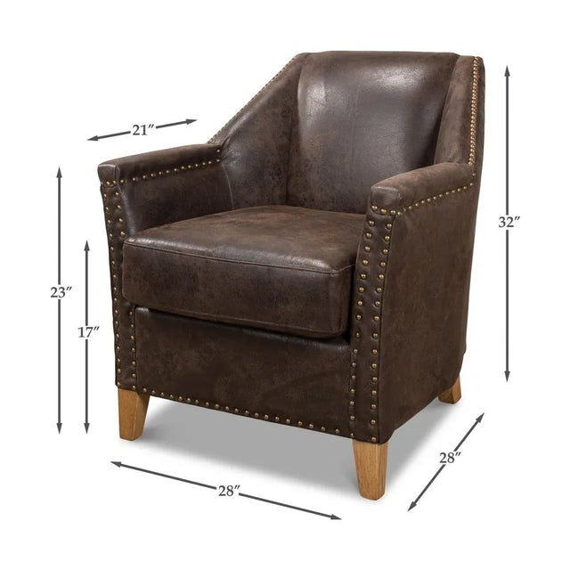 Brown Eclectic Modern Leather Armchair For Sale - Image 8 of 11