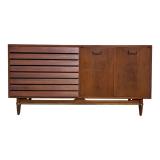 1960’s Walnut & Brass Credenza by Merton L. Gershun For Sale