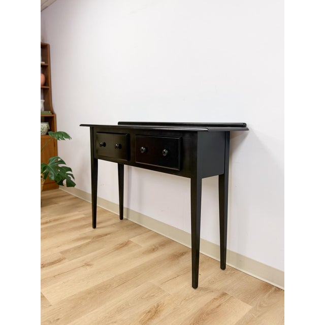 Contemporary Nichols and Stone Solid Black Wood Console Two Drawers Modern Transitional For Sale - Image 3 of 16