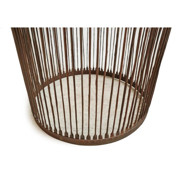 White Vintage White Marble & Iron Stripe Base Entry Table For Sale - Image 8 of 9