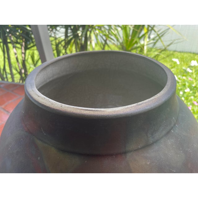 Red Vintage Tony Evans Studio Pottery XL Raku Pot For Sale - Image 8 of 12
