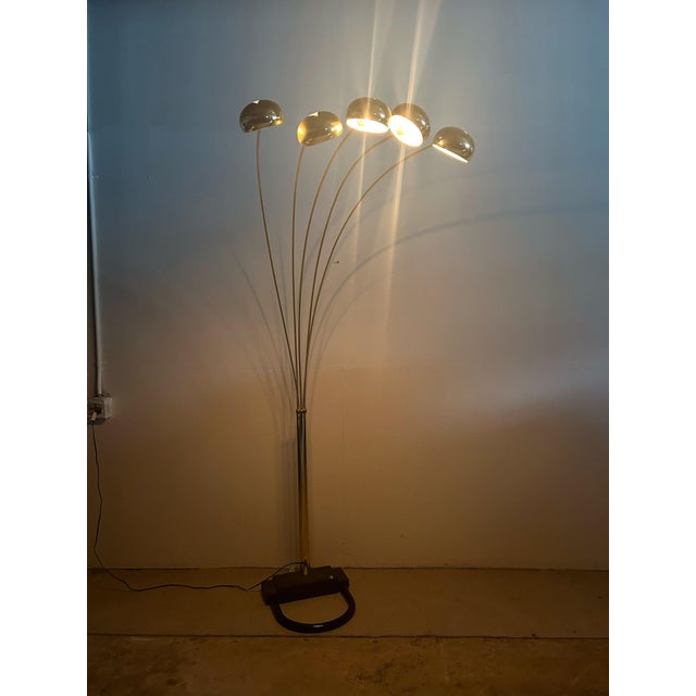 Brass Vintage Postmodern Brass Floor Lamp With Five Globes For Sale - Image 8 of 12