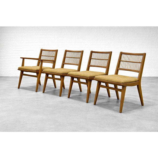 Mid-Century Modern Set of 4 Vintage Mid Century Modern Spindle Back Dining Chairs by Red Lion Furniture Co. For Sale - Image 3 of 8
