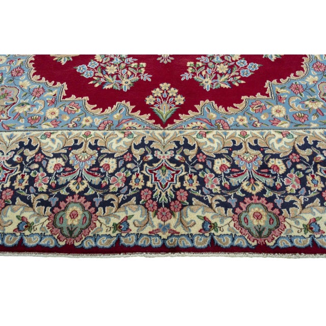 Blue Hand-Knotted Oriental Rug in Red For Sale - Image 8 of 13