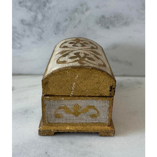 Italian Vintage Italian Florentine Domed Wood Box For Sale - Image 3 of 11