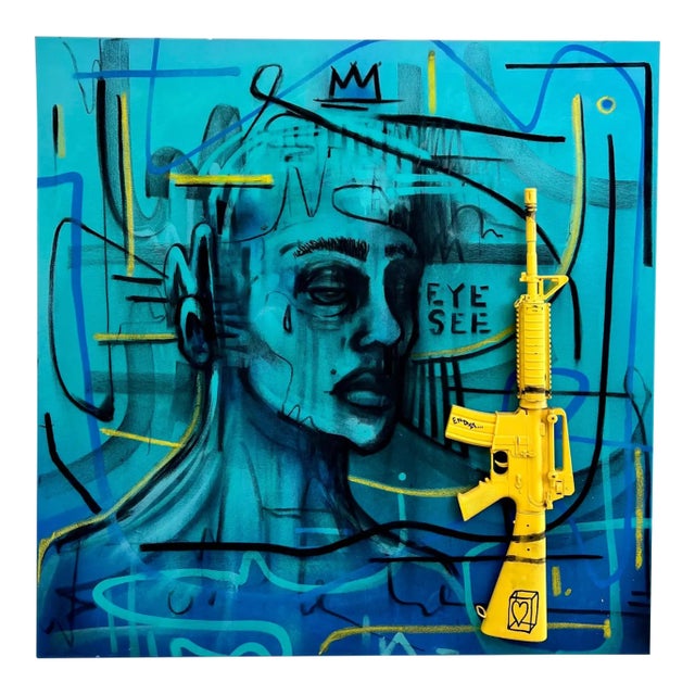 Jack Winthrop "Eye See" Neo-Expressionist Style Mixed Media Painting 2021 For Sale