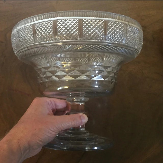 Antique 18th Century Anglo Irish Cut Crystal Footed Centerpiece Bowl for Fruit or Punch For Sale - Image 4 of 13