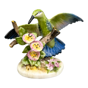 Vintage English Royal Adderley Bone China Hummingbird Figurine – Floral Branch – Made in England - Cottagecore/ Traditional / Grandmillenial