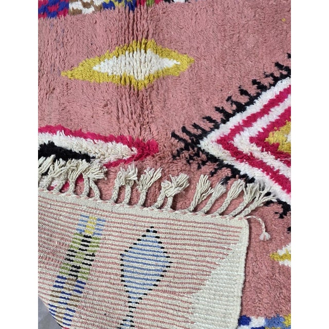 Pink Diamond Handwoven Berber Wool Rug - 9.6 X 6.8 Ft For Sale - Image 4 of 6