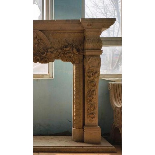 Yellow Travertine Mantle For Sale - Image 4 of 5