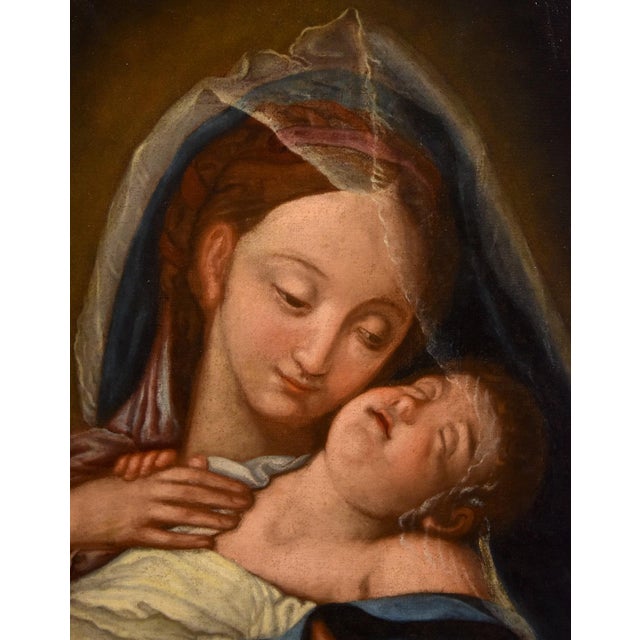 Follower of Giovan Battista Salvi Detto Il Sassoferrato, Madonna and Child, 1750, Oil on Canvas For Sale - Image 9 of 13