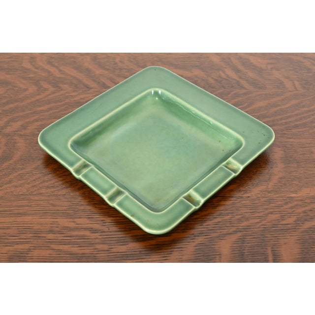 A gorgeous Arts & Crafts or Mid-Century Modern glazed art pottery ashtray or catchall By Rookwood Pottery USA, 1955 Glazed...