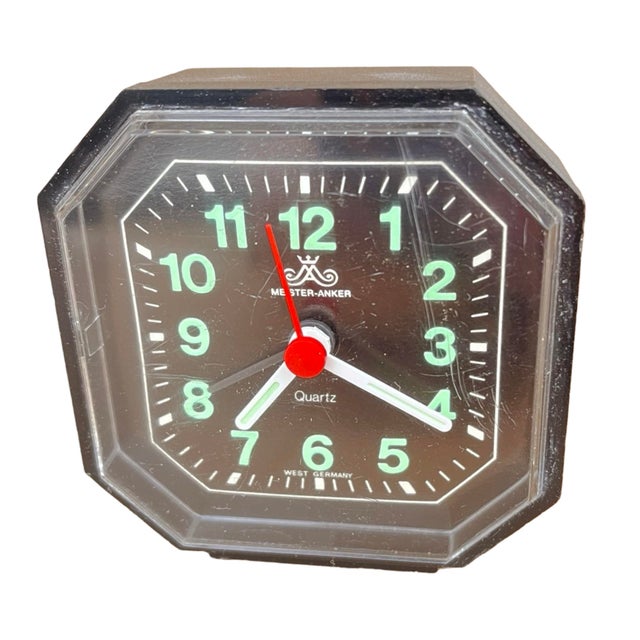 Black, Pop Art, Quartz Alarm Clock Meister-Anker, Germany, 1970s For Sale - Image 9 of 9