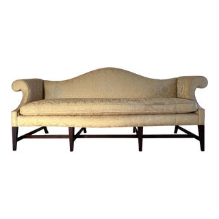 Vintage Custom Hand-Crafted Camelback Sofa After George Hepplewhite For Sale