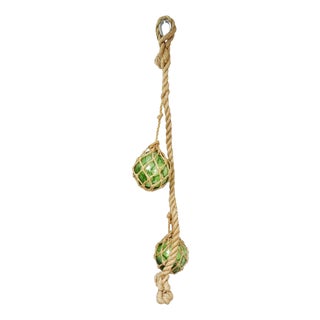 Decorative Pendant with Two Glass Globes in a Fishermans Net, France, 1960s For Sale
