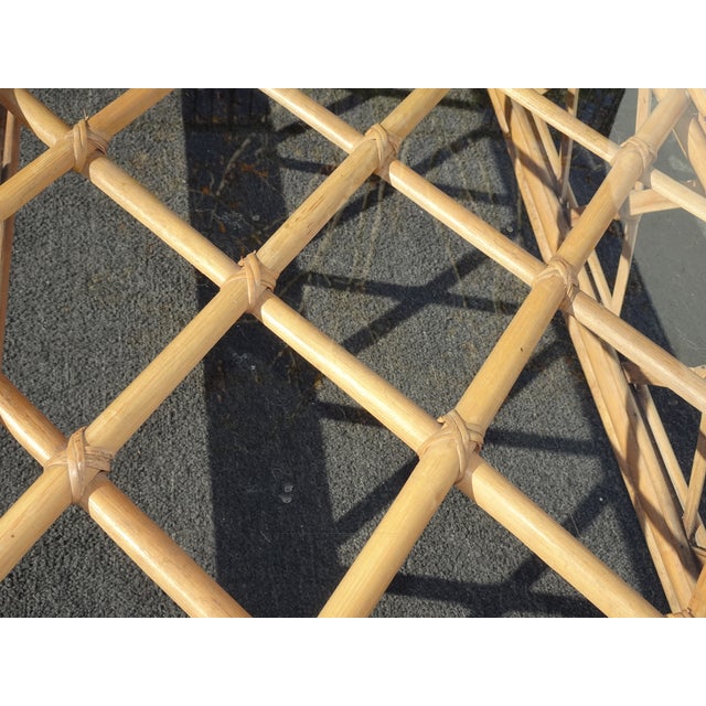 Wood Vintage Coastal Bamboo Coffee Table W Leather Straps ~ Boho Chic For Sale - Image 7 of 12