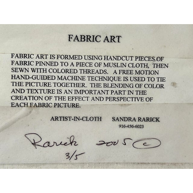 Stitched Framed Fabric Art For Sale In San Francisco - Image 6 of 6