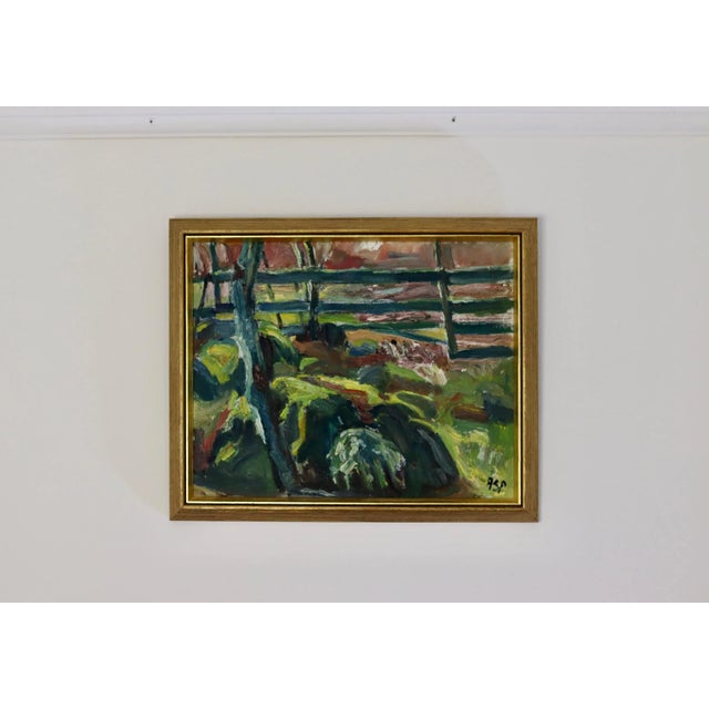 Gösta Asp, By the Fence, 1960s, Oil on Canvas, Framed For Sale - Image 8 of 9