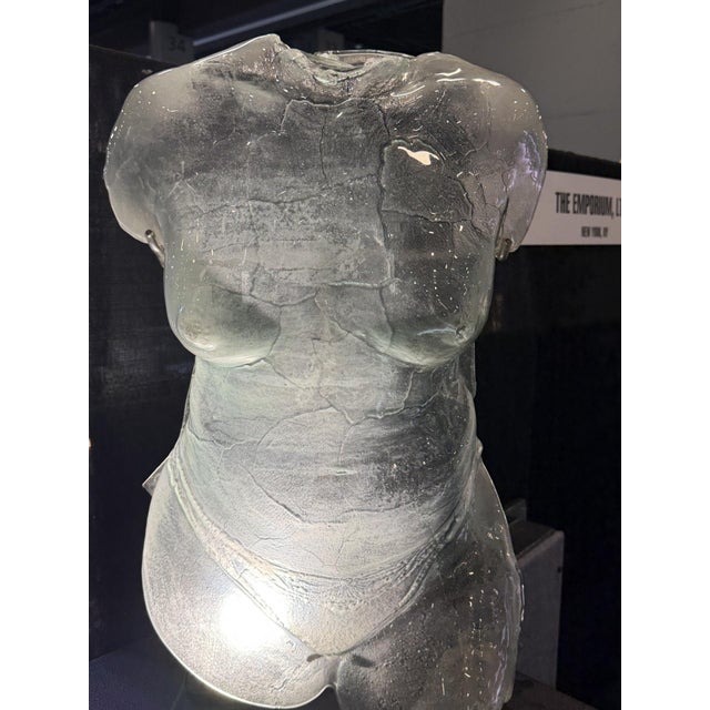 1980s Glass Female Torso Sculpture Dated 1989 For Sale - Image 5 of 9