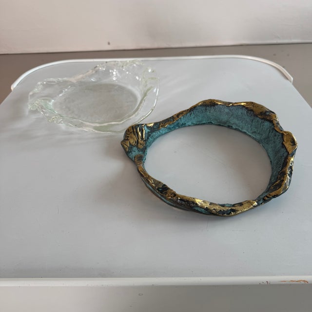 1980s Molded Bowl in Cast Glass and Forged Bronze, 1980s For Sale - Image 5 of 12