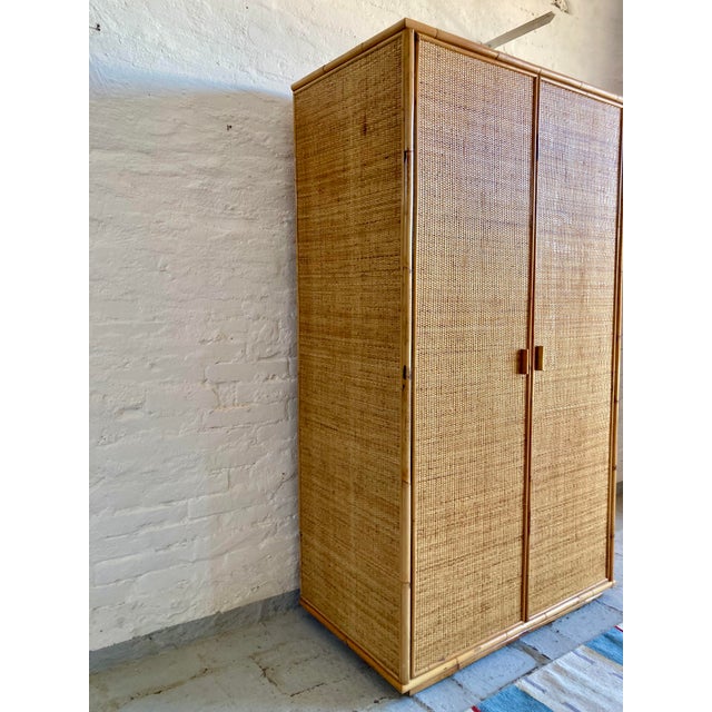 1970s Vintage Italian Cabinet in Rattan, 1970s For Sale - Image 5 of 11