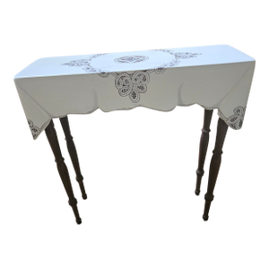 Trompe l'Oeil Draped Wood Tablecloth Console Table