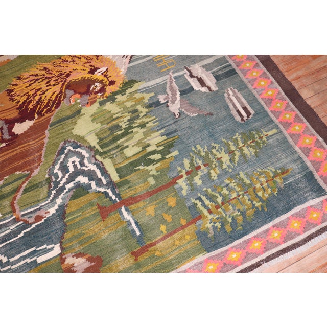 Folk Art Late 20th Century Zabihi Collection Animal Motif Turkish Dowry Kilim - 6'5" x 7'9" For Sale - Image 3 of 11