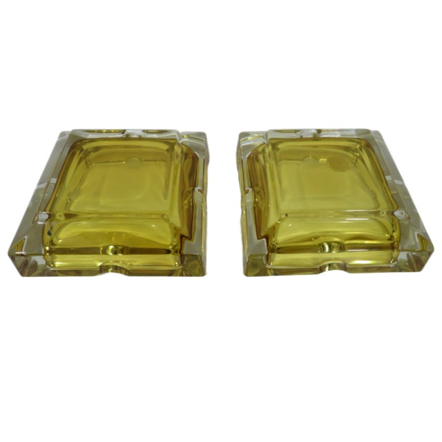 Modernist Amber Glass Ashtrays - a Pair For Sale In Los Angeles - Image 6 of 7