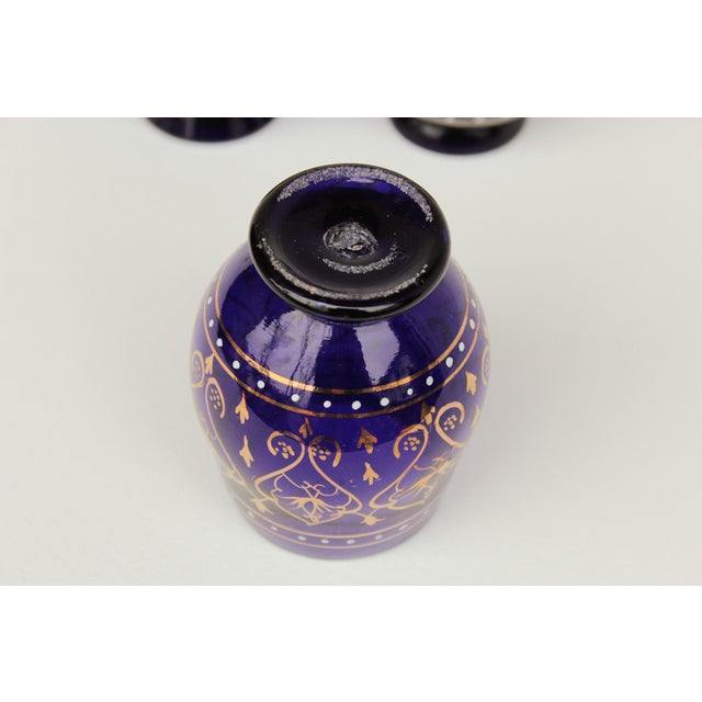 Italian Drinking Cups in Cobalt Blue Glass with Gilt Decor, 1960s, Set of 6 For Sale - Image 6 of 7
