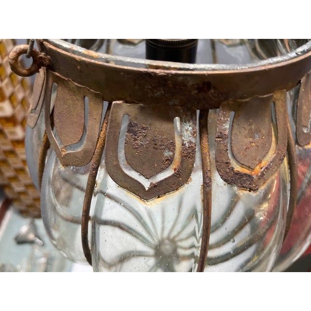 Wrought Iron and Murano Glass Light Pendant, 1950s For Sale - Image 15 of 18