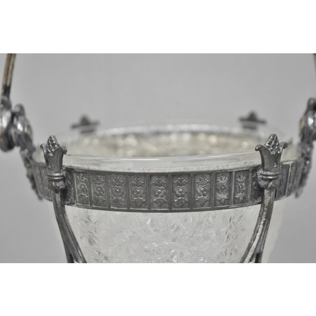Antique Simpson Hall Miller Art Nouveau Silver Plated Sugar Bowl W Glass Insert For Sale In Philadelphia - Image 6 of 17