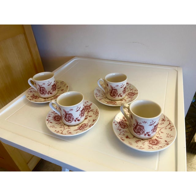 1990’s Queens China Rose Chintz Red Floral Tea Cups & Saucer Set- 8 ...