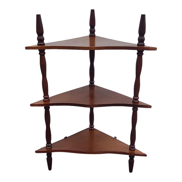 Late 20th Century Vintage Wood Corner Shelf or Trinket Display For Sale