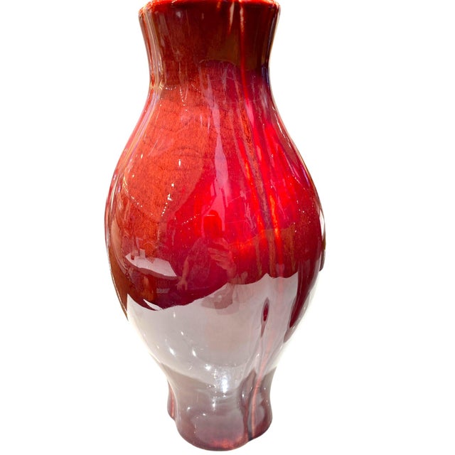 Pair of Maitland-Smith Oxblood Flambe Red Glazed Decorative Vases For Sale - Image 9 of 15