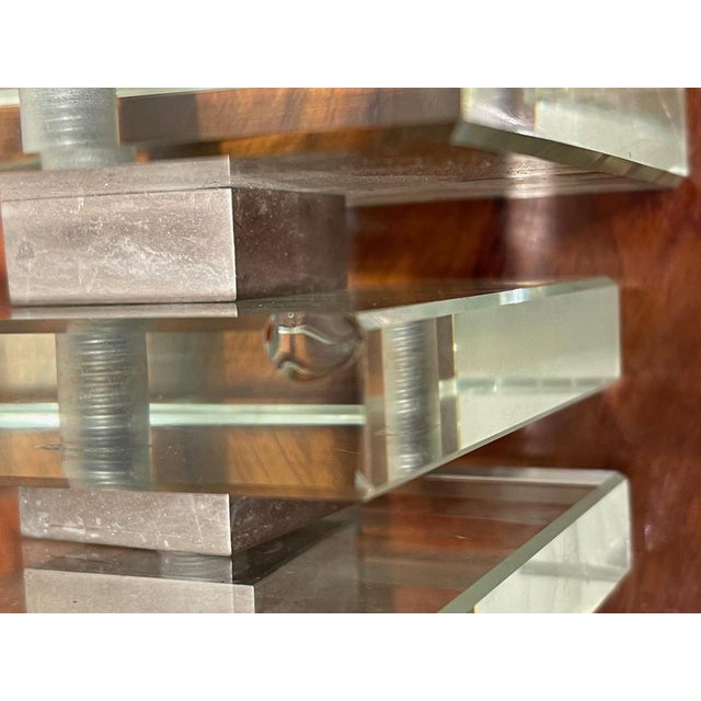 Modernist Art Deco Glass and Nickel Table Lamps from Maison Desny, France, 1930s, Set of 2 For Sale - Image 14 of 16