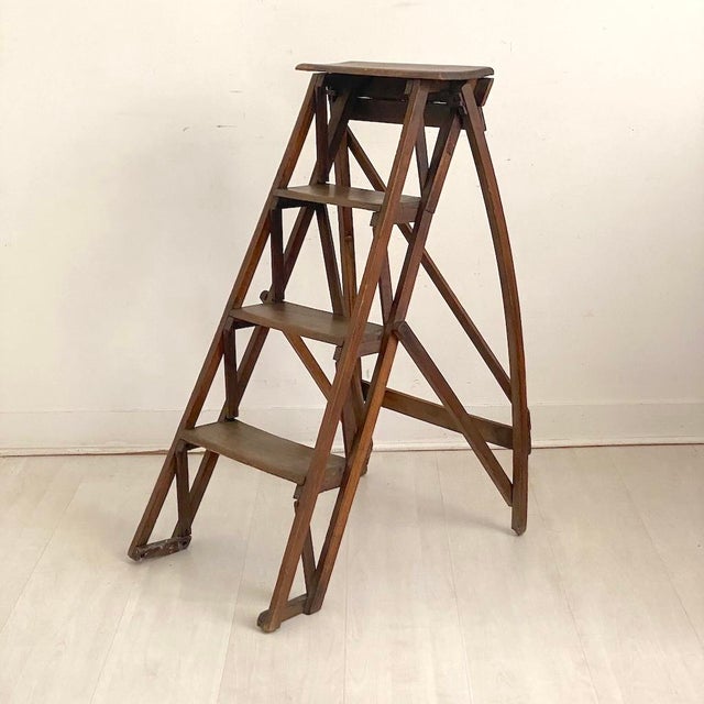 Small Vintage Stepladder in Beech, 1950s For Sale - Image 10 of 10