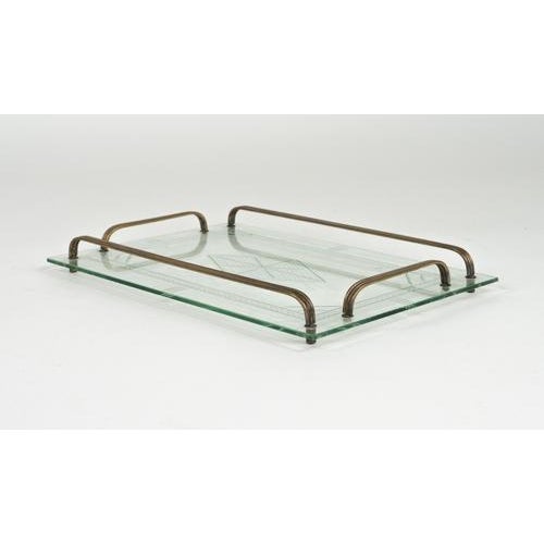 Vintage Italian Serving Tray in Glass and Brass, 1950s For Sale - Image 9 of 13