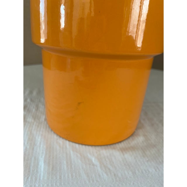 1960s 1960s Mid-Century Modern Orange Ceramic Cylinder Lamp For Sale - Image 5 of 6