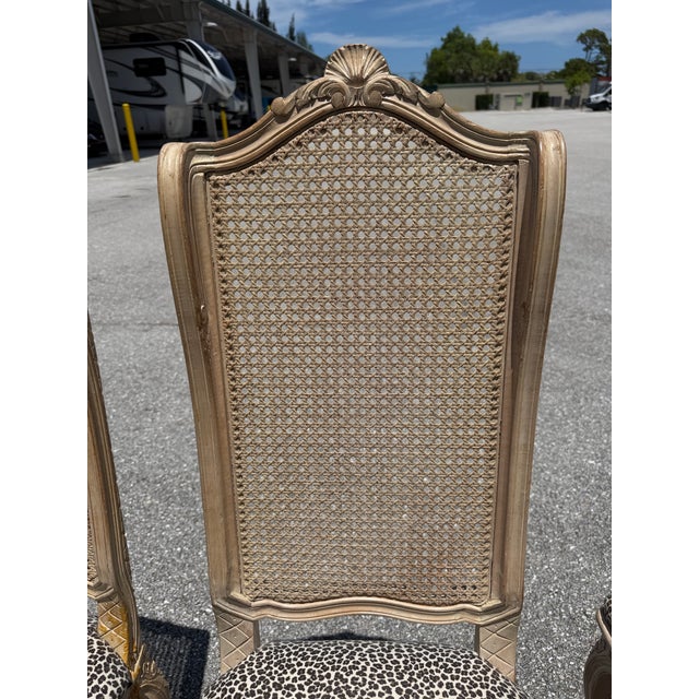 Beige Mid 20th Century Louis XV Style Dining Chairs Featuring Cane Backs Set of 4 For Sale - Image 8 of 9