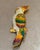 1960s-70s extra-large gold tone/enamel/rhinestone parrot brooch. Missing one tiny rhinestone at neck area as shown....