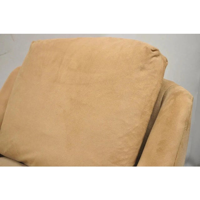 Brown Mid 20th Century Vintage Mid Century Modern Brown Upholstered Swivel Lounge Club Chairs - A Pair For Sale - Image 8 of 10