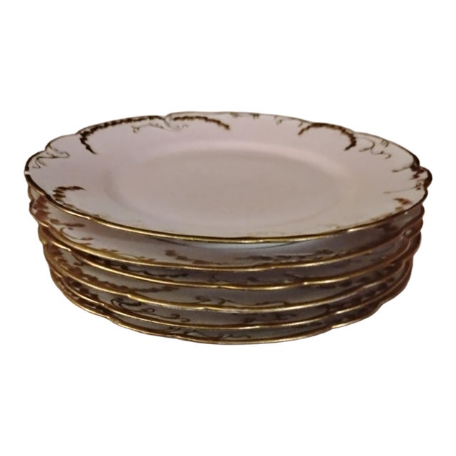 Vintage Haviland Limoges Rare Blush Tint Luncheon Plates - Set of 6 For Sale