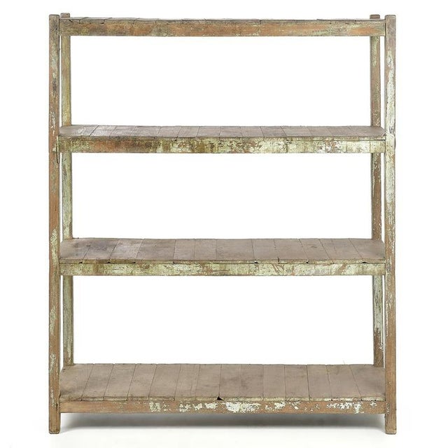 Wood Shelf on Patinated Wooden Legs For Sale - Image 7 of 7