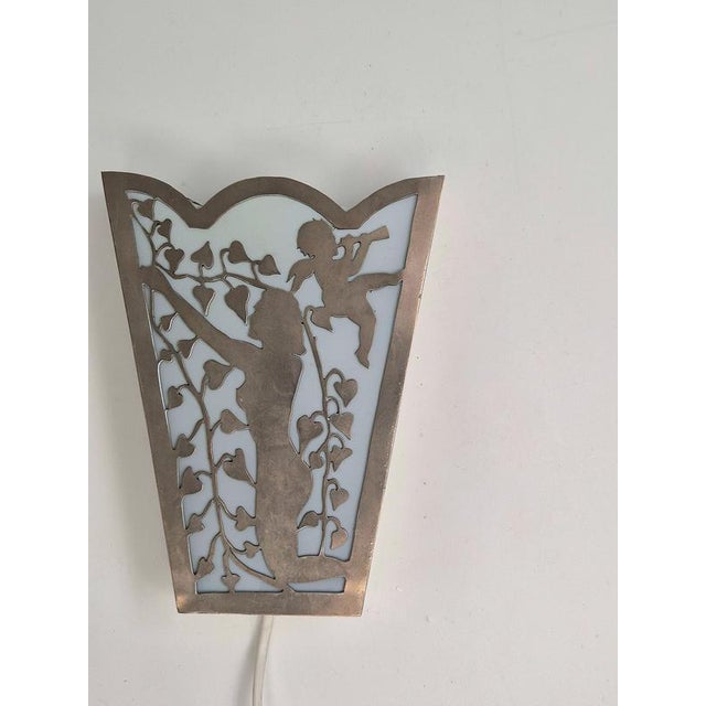 Swedish Grace Wall Light in White Metal and Glass, 1930s For Sale - Image 6 of 10