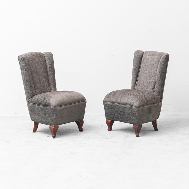 Vintage Fabric and Wooden Chairs, 1950s, Set of 2 For Sale - Image 10 of 10