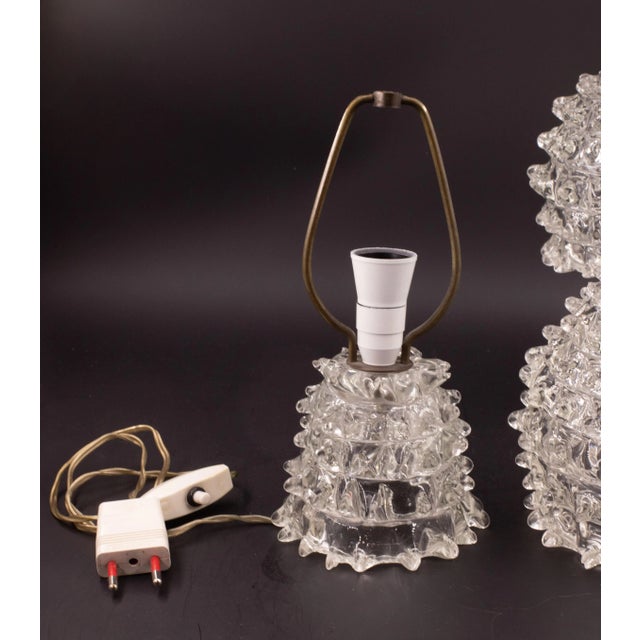 Glass Set of 2 Table Lamps in Rostrato Murano Glass Vase for Barovier & Toso, 1940 For Sale - Image 7 of 11