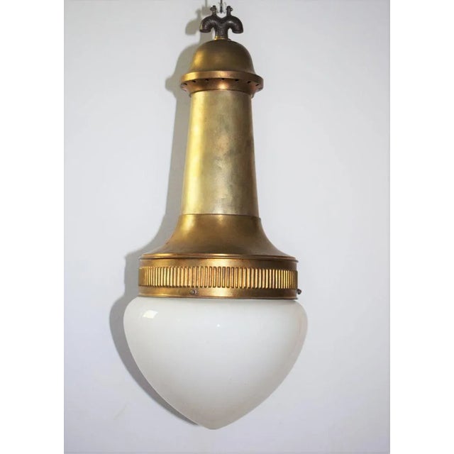 Gold Large Brass Lamp by Otto Wagner for the Steinhof Hospital Vienna For Sale - Image 8 of 8