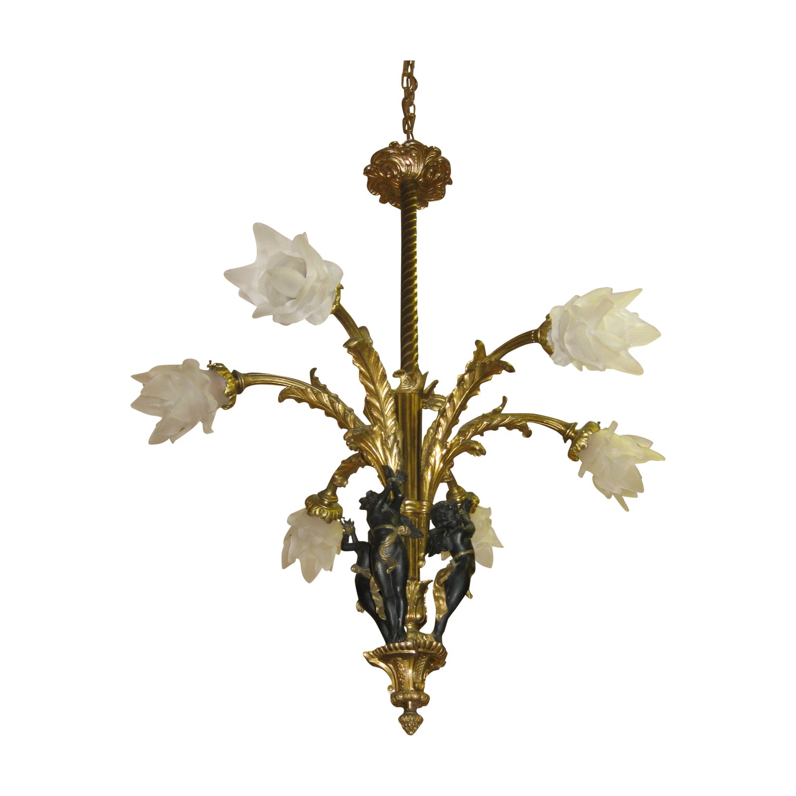Antique French Bronze Chandelier With Black Cherub Chairish