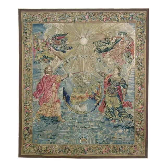 Vintage Tapestry Depicting Royalty and Angels For Sale