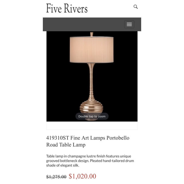Iconic retired lamp from Fine Art Lamps. Portobello Road Collection. Gold/Champagne luster horizontal ribbed bottleneck...